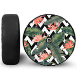 Zig Zag Tropical Pattern Print Tire Cover With Camera Hole