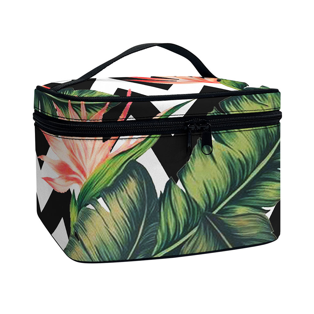 Zig Zag Tropical Pattern Print Travel Makeup Bag