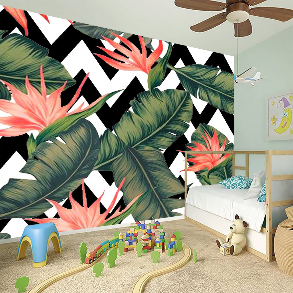 Zig Zag Tropical Pattern Print Wall Sticker