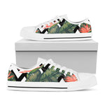 Zig Zag Tropical Pattern Print White Low Top Sneakers