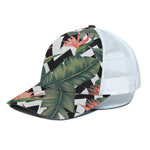 Zig Zag Tropical Pattern Print White Mesh Trucker Cap