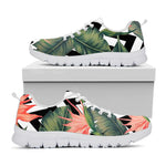 Zig Zag Tropical Pattern Print White Running Shoes