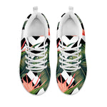 Zig Zag Tropical Pattern Print White Running Shoes