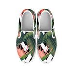 Zig Zag Tropical Pattern Print White Slip On Sneakers