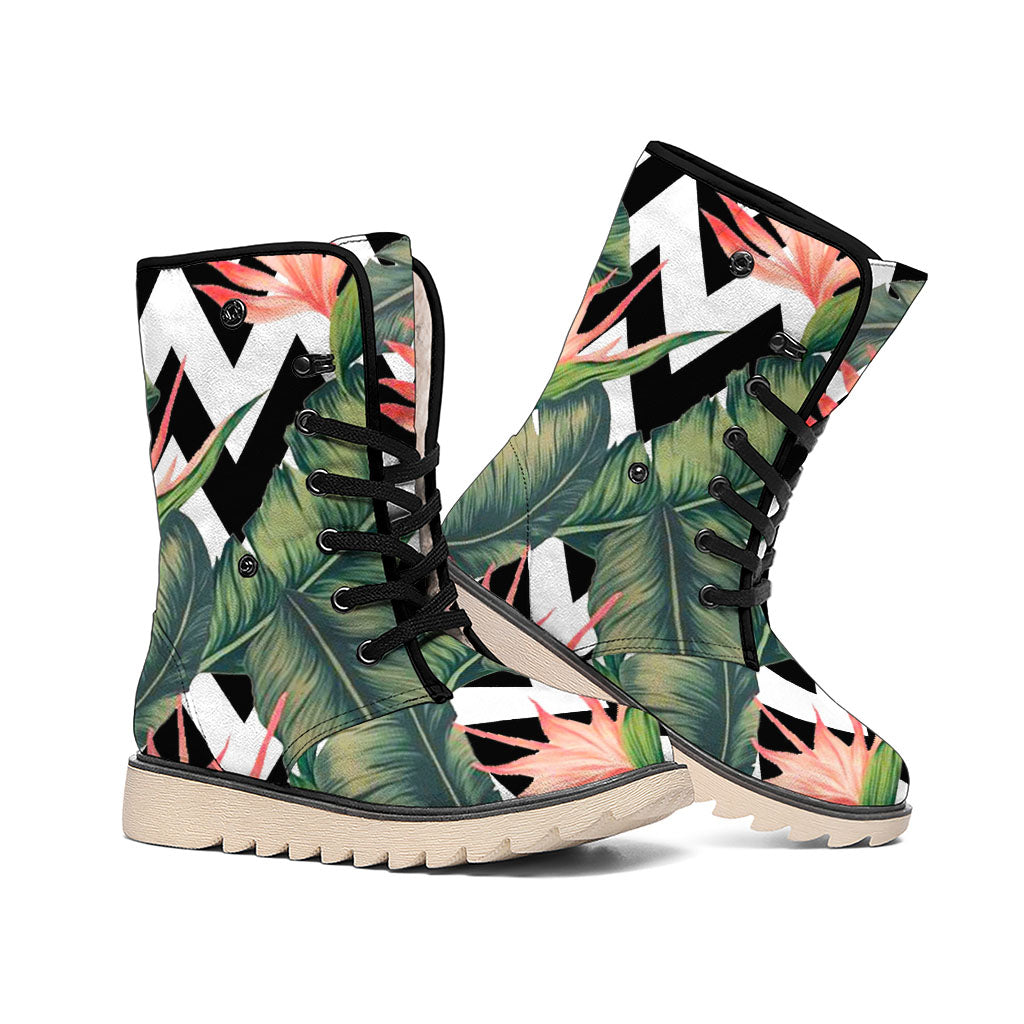 Zig Zag Tropical Pattern Print Winter Boots
