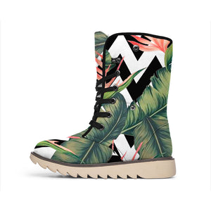 Zig Zag Tropical Pattern Print Winter Boots