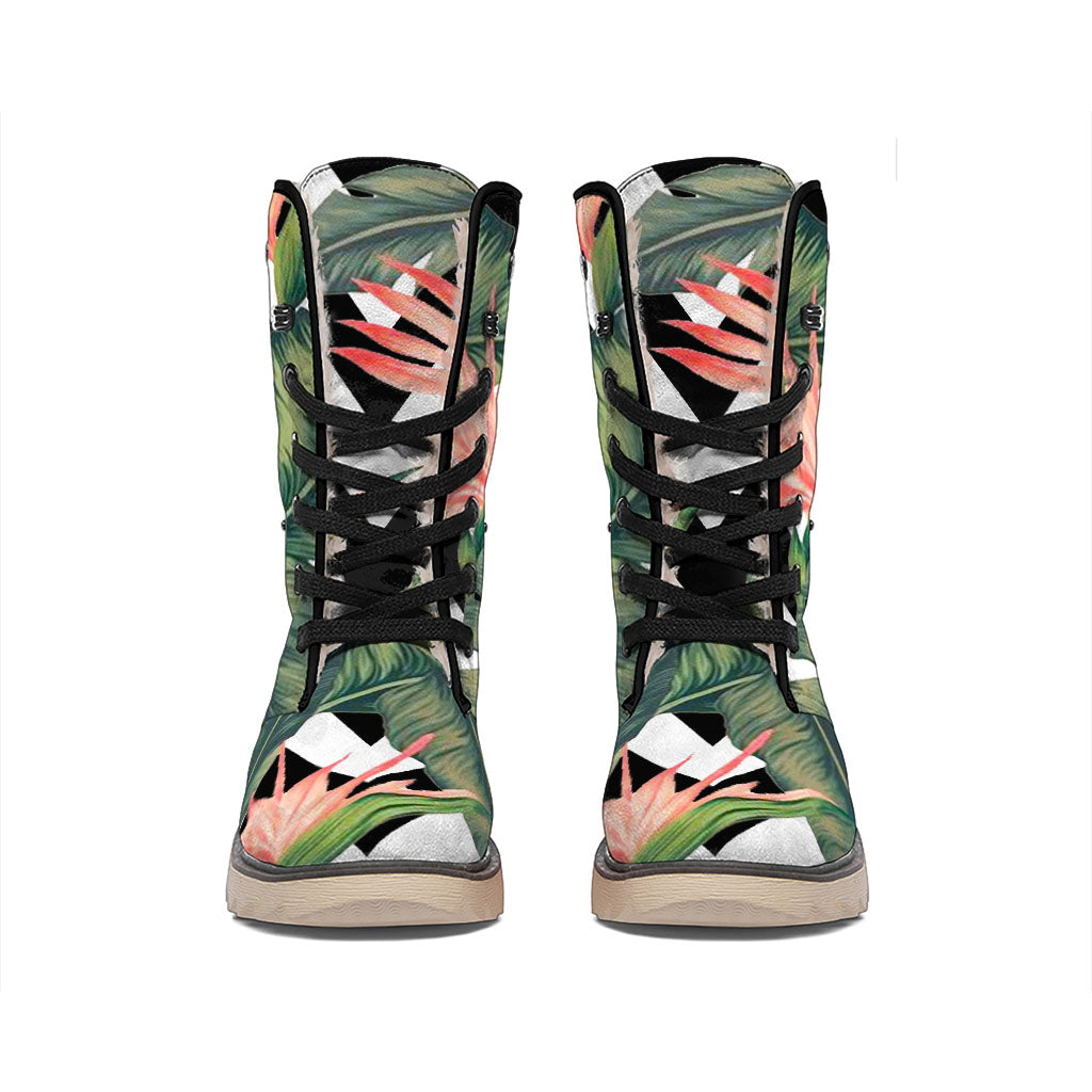 Zig Zag Tropical Pattern Print Winter Boots