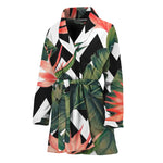 Zig Zag Tropical Pattern Print Women's Bathrobe