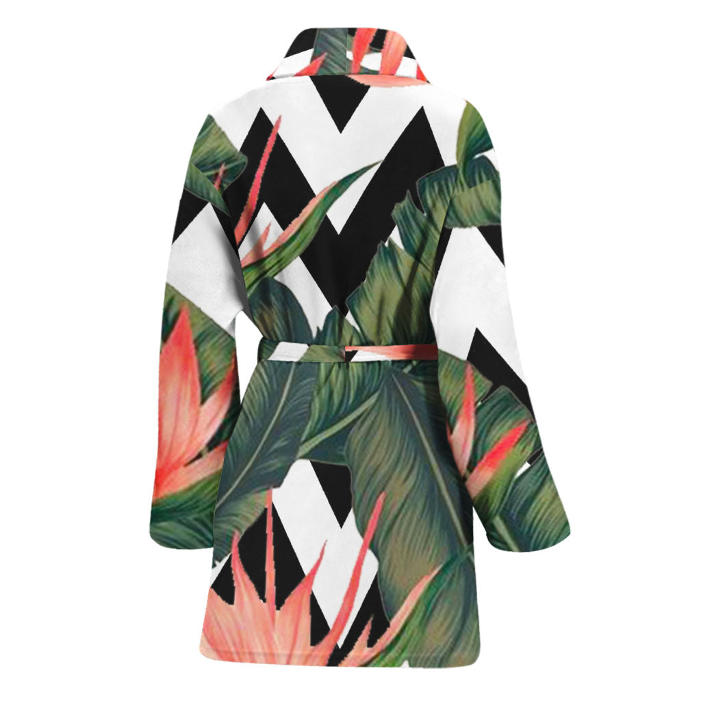 Zig Zag Tropical Pattern Print Women's Bathrobe