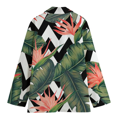 Zig Zag Tropical Pattern Print Women's Blazer