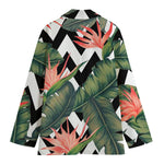 Zig Zag Tropical Pattern Print Women's Cotton Blazer