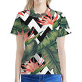 Zig Zag Tropical Pattern Print Women's Polo Shirt