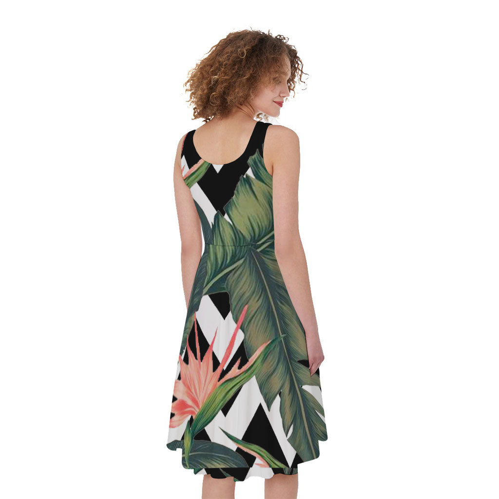 Zig Zag Tropical Pattern Print Women's Sleeveless Dress