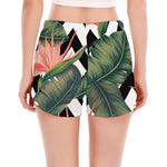 Zig Zag Tropical Pattern Print Women's Split Running Shorts