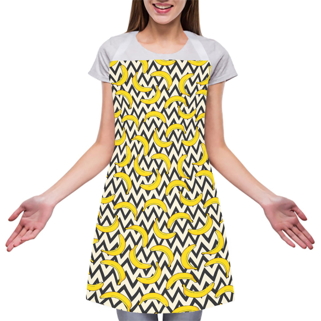 Zigzag Banana Pattern Print Adjustable Apron