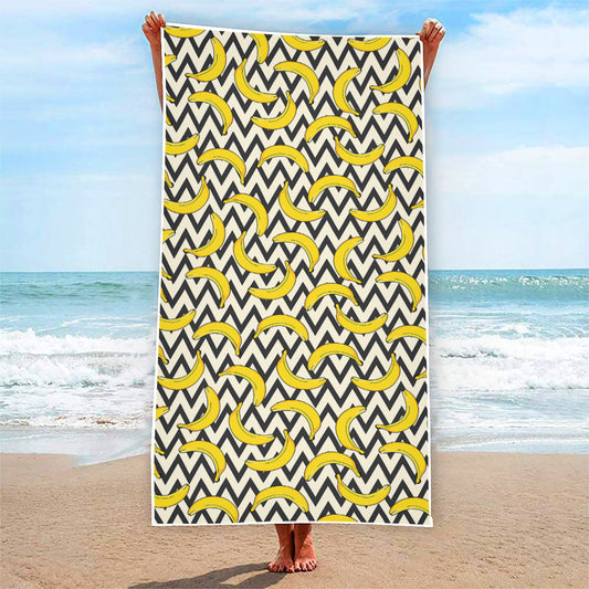 Zigzag Banana Pattern Print Beach Towel