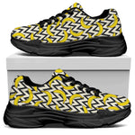 Zigzag Banana Pattern Print Black Chunky Shoes
