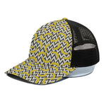 Zigzag Banana Pattern Print Black Mesh Trucker Cap