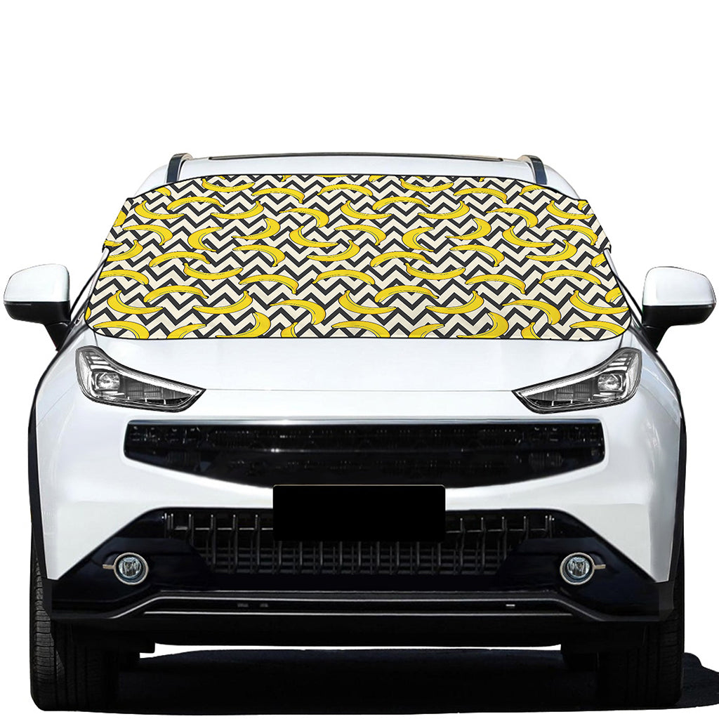 Zigzag Banana Pattern Print Car Windshield Snow Cover