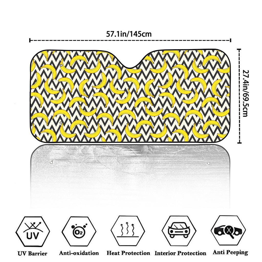 Zigzag Banana Pattern Print Car Windshield Sun Shade