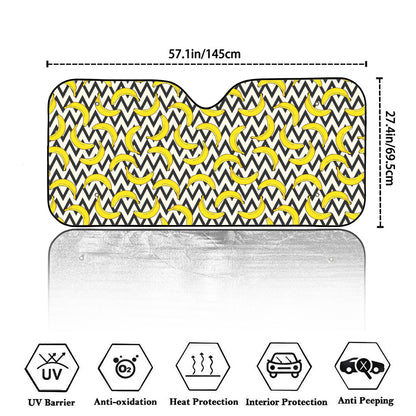 Zigzag Banana Pattern Print Car Windshield Sun Shade