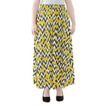Zigzag Banana Pattern Print Chiffon Maxi Skirt
