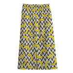 Zigzag Banana Pattern Print Cotton Front Slit Maxi Skirt
