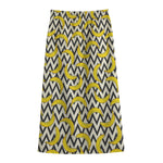 Zigzag Banana Pattern Print Cotton Front Slit Maxi Skirt