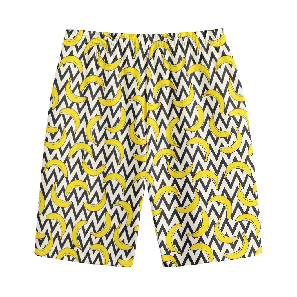 Zigzag Banana Pattern Print Cotton Shorts