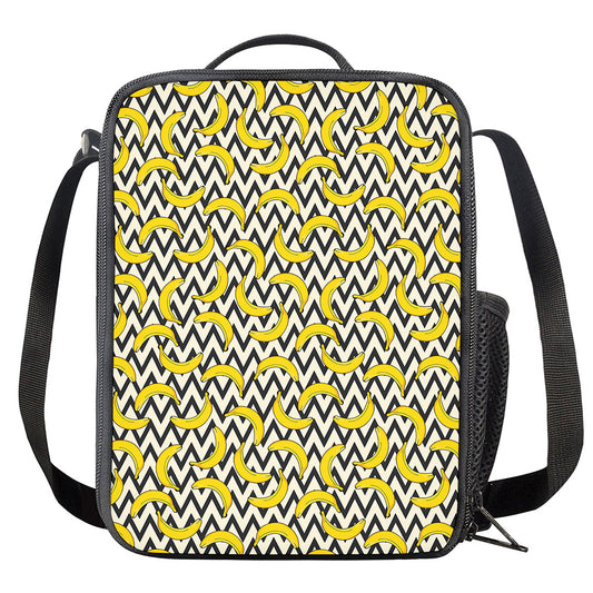 Zigzag Banana Pattern Print Crossbody Lunch Bag