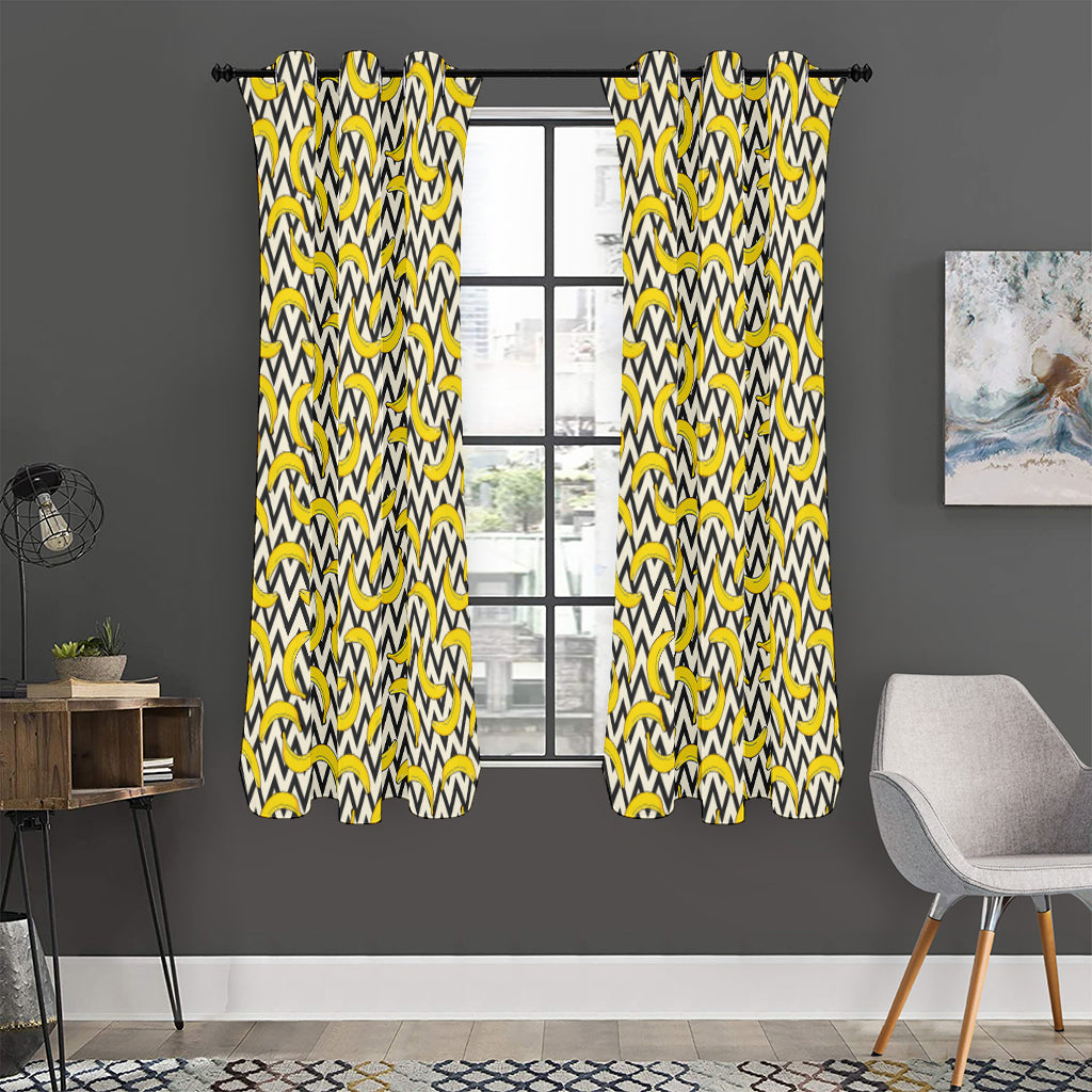 Zigzag Banana Pattern Print Curtain