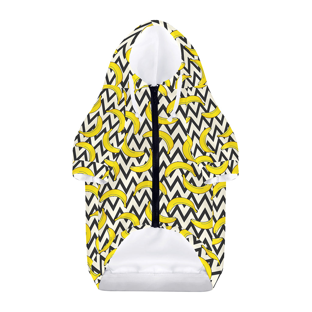 Zigzag Banana Pattern Print Dog Zip Up Hoodie