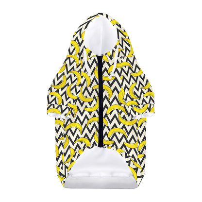 Zigzag Banana Pattern Print Dog Zip Up Hoodie