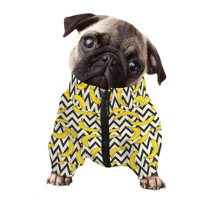 Zigzag Banana Pattern Print Dog Zip Up Jacket