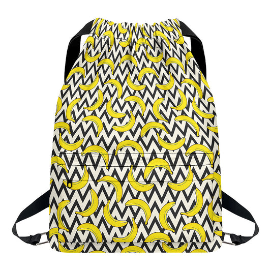 Zigzag Banana Pattern Print Drawstring Backpack