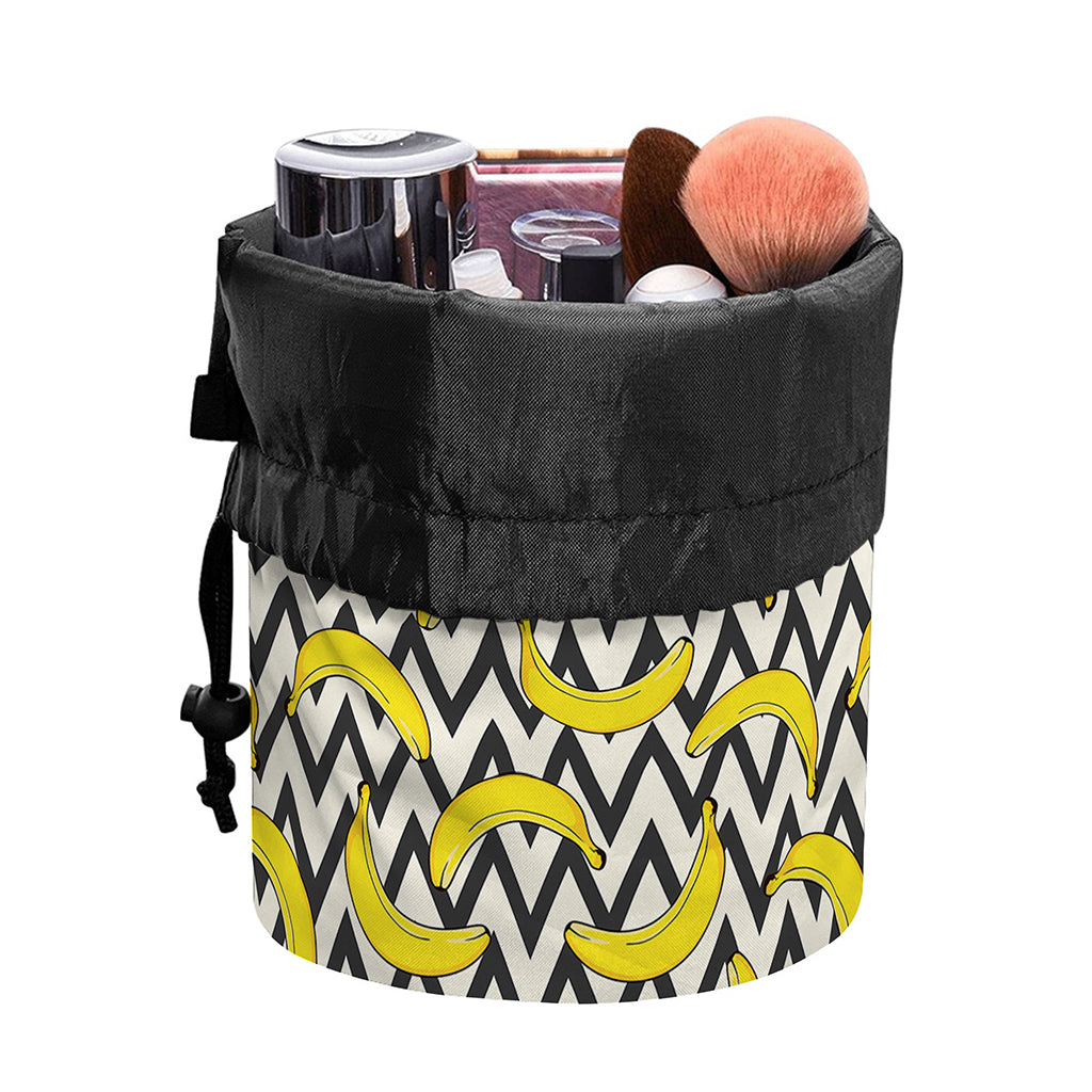 Zigzag Banana Pattern Print Drawstring Makeup Bag