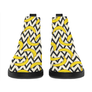 Zigzag Banana Pattern Print Flat Ankle Boots