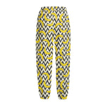 Zigzag Banana Pattern Print Fleece Lined Knit Pants
