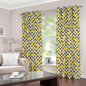 Zigzag Banana Pattern Print Grommet Curtains