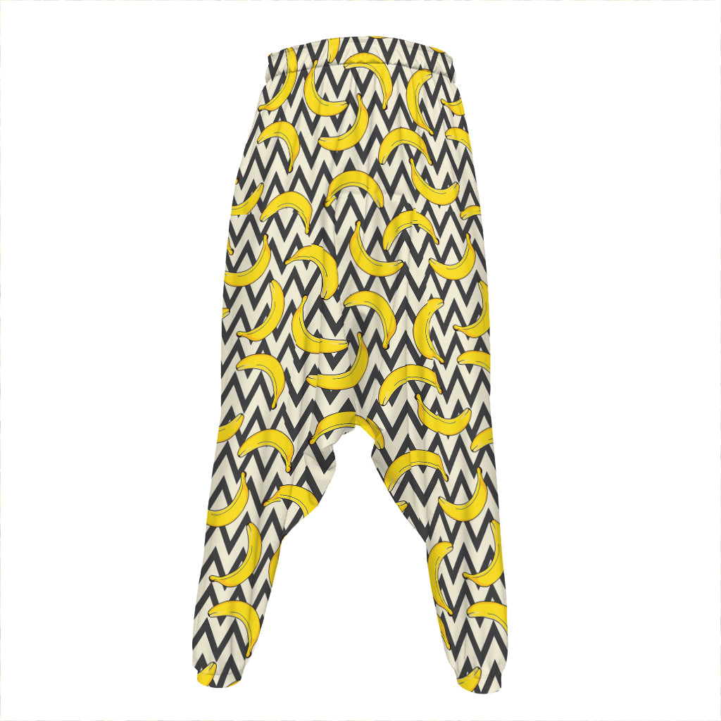 Zigzag Banana Pattern Print Hammer Pants