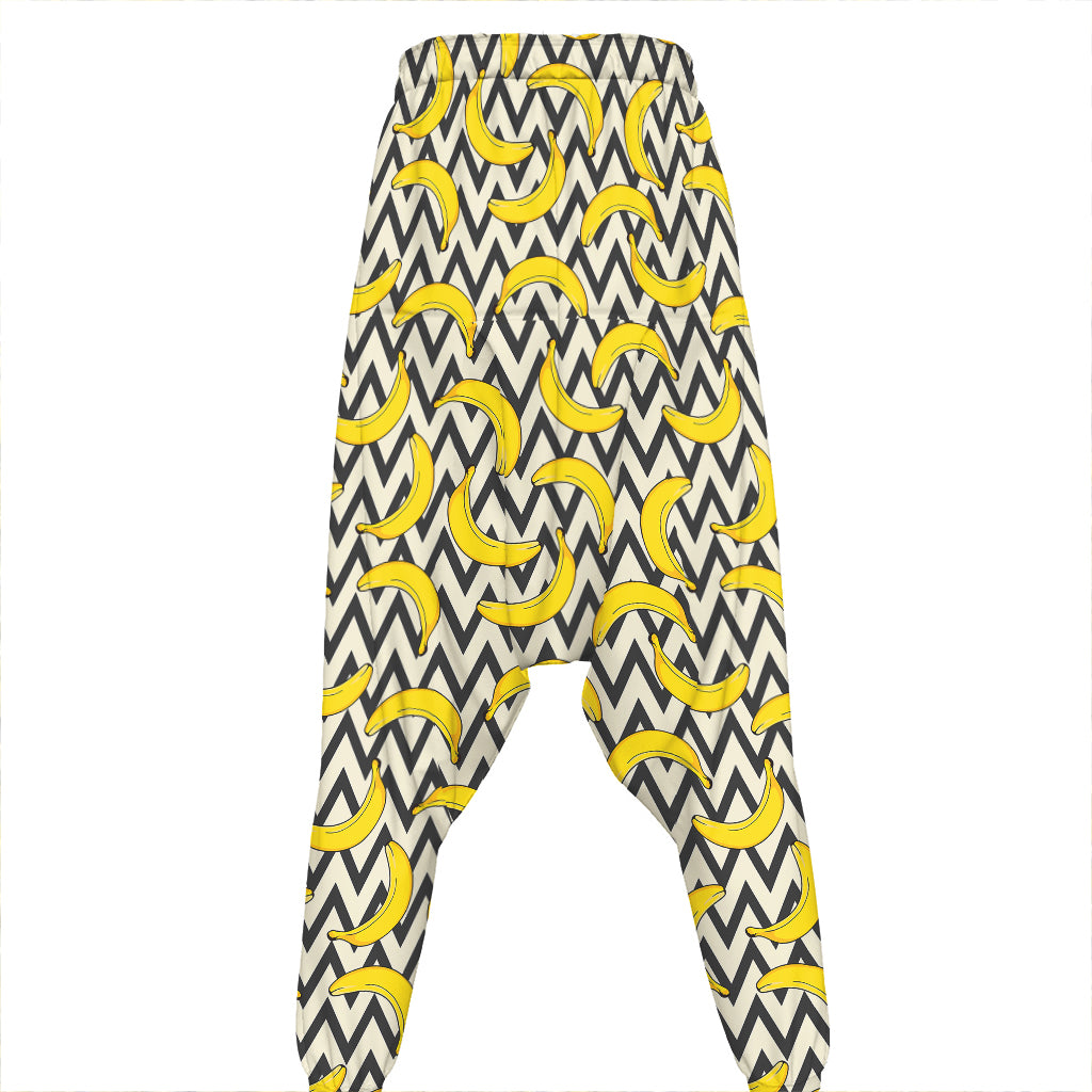 Zigzag Banana Pattern Print Hammer Pants