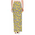 Zigzag Banana Pattern Print High Slit Maxi Skirt