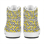 Zigzag Banana Pattern Print High Top Leather Sneakers
