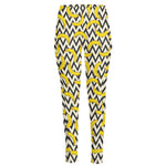 Zigzag Banana Pattern Print High-Waisted Pocket Leggings