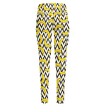 Zigzag Banana Pattern Print High-Waisted Pocket Leggings