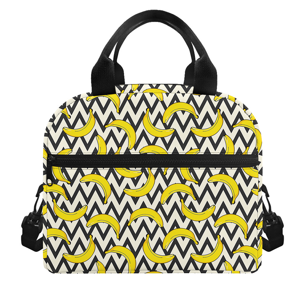 Zigzag Banana Pattern Print Insulated Lunch Bag