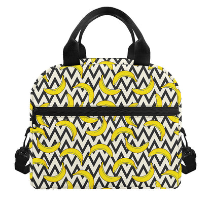 Zigzag Banana Pattern Print Insulated Lunch Bag