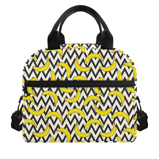 Zigzag Banana Pattern Print Insulated Lunch Bag