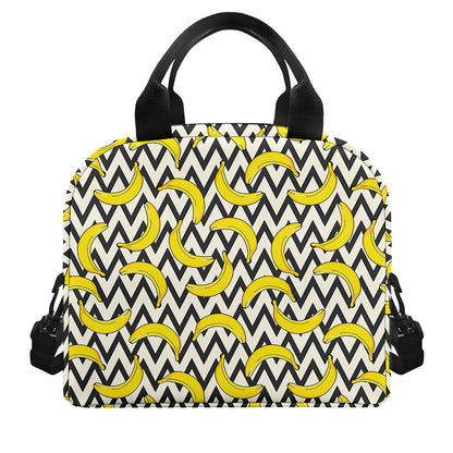 Zigzag Banana Pattern Print Insulated Lunch Bag