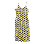 Zigzag Banana Pattern Print Jersey Midi Cami Dress